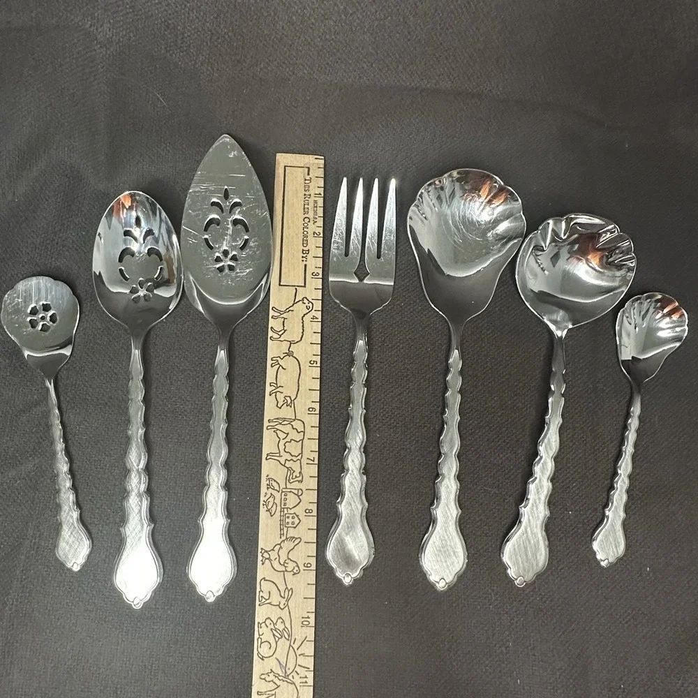 ONEIDA CELLO Serving Set 13 Casserole Pierced Pie Gravy Sugar Jelly Solid Spoons